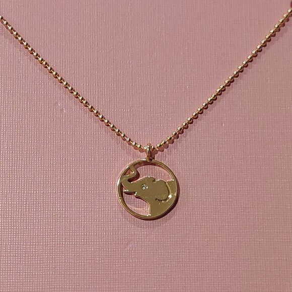 NWT - Emberly Gold Tone Cutout Elephant Pendant Necklace - Picture 3 of 9